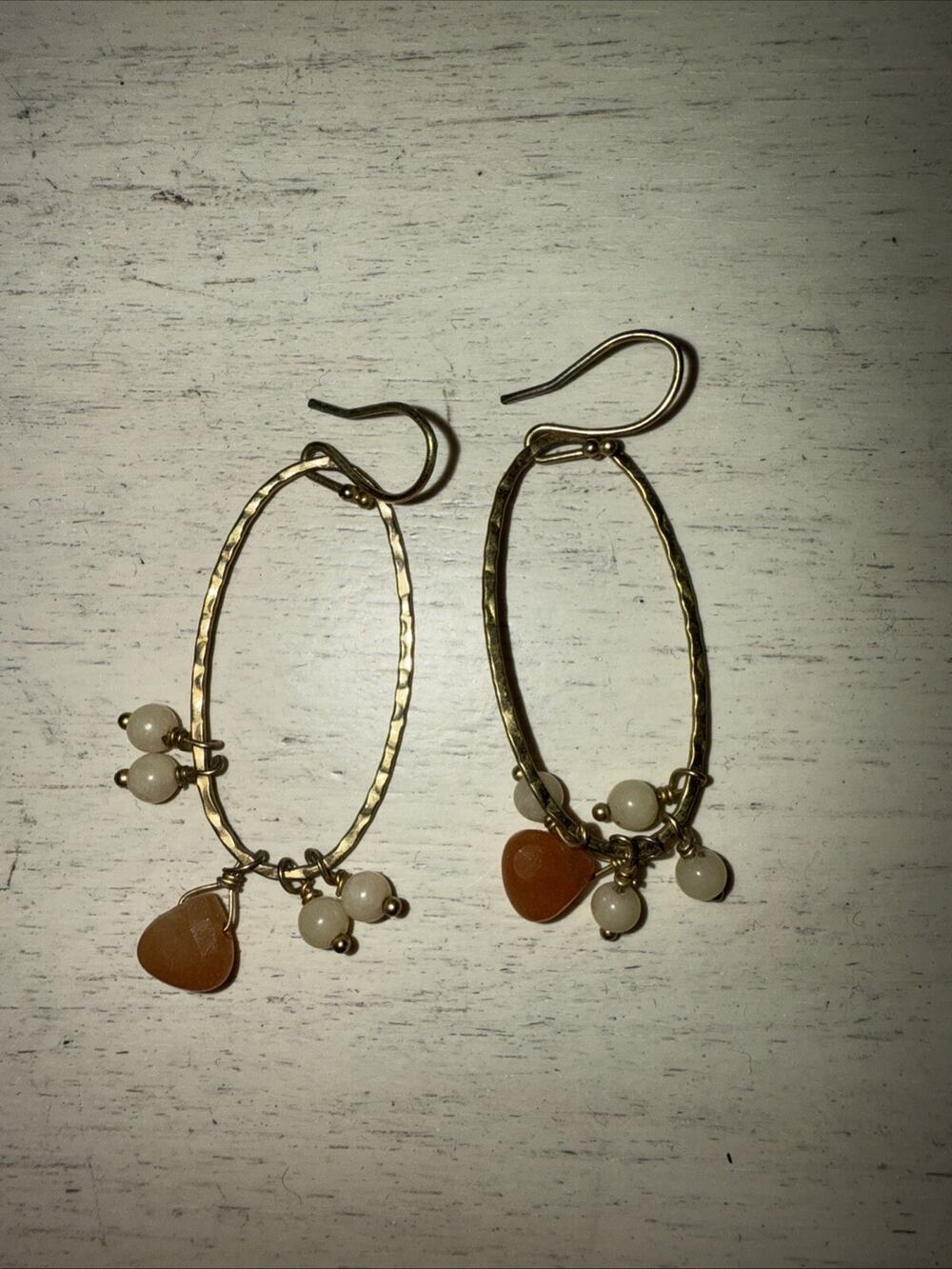 Anthropologie Earrings Gold And Orange Dangle
